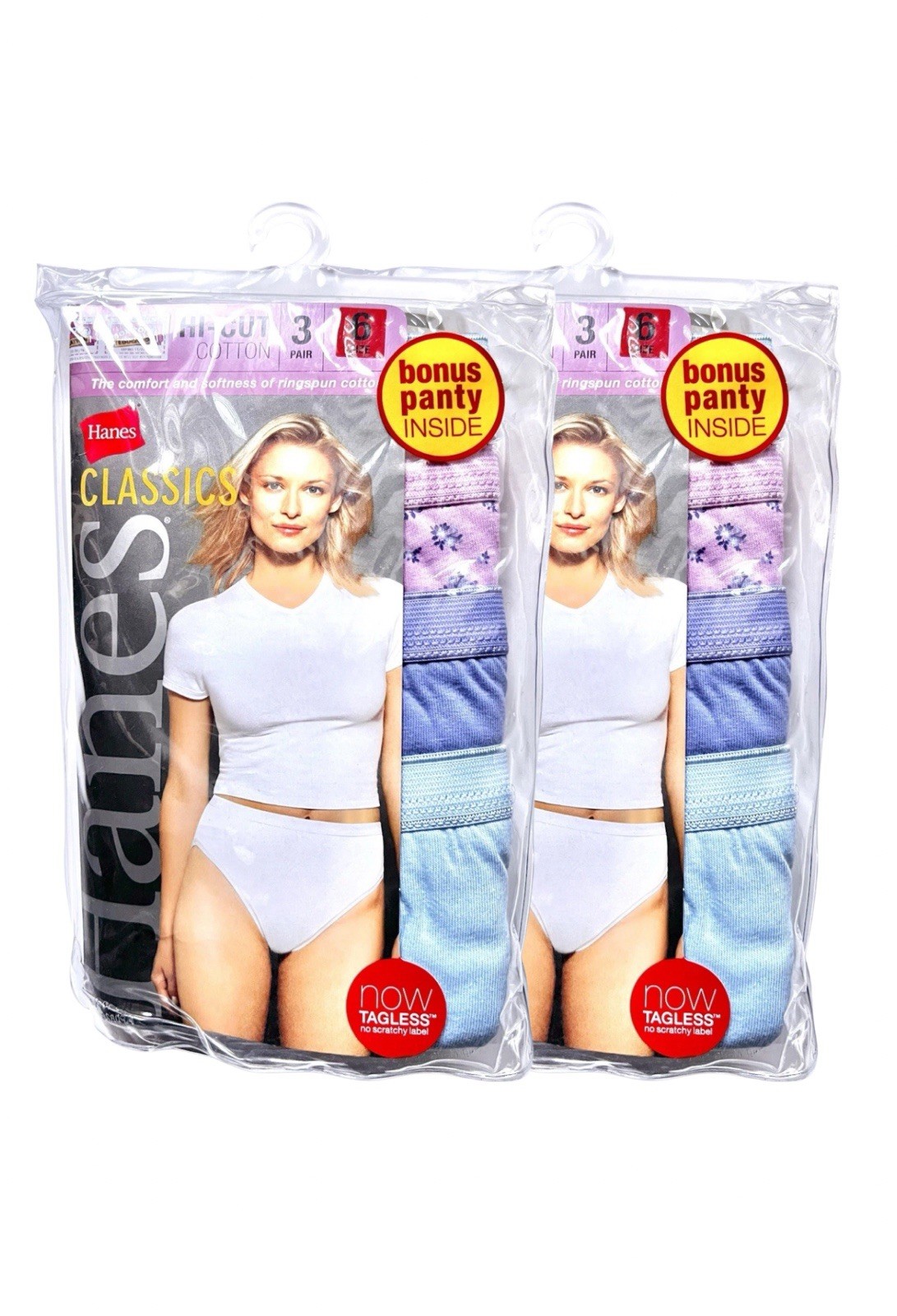 Hanes Classics Women’s Panties 4 Pair High Cut Cotton Underwear Size 6