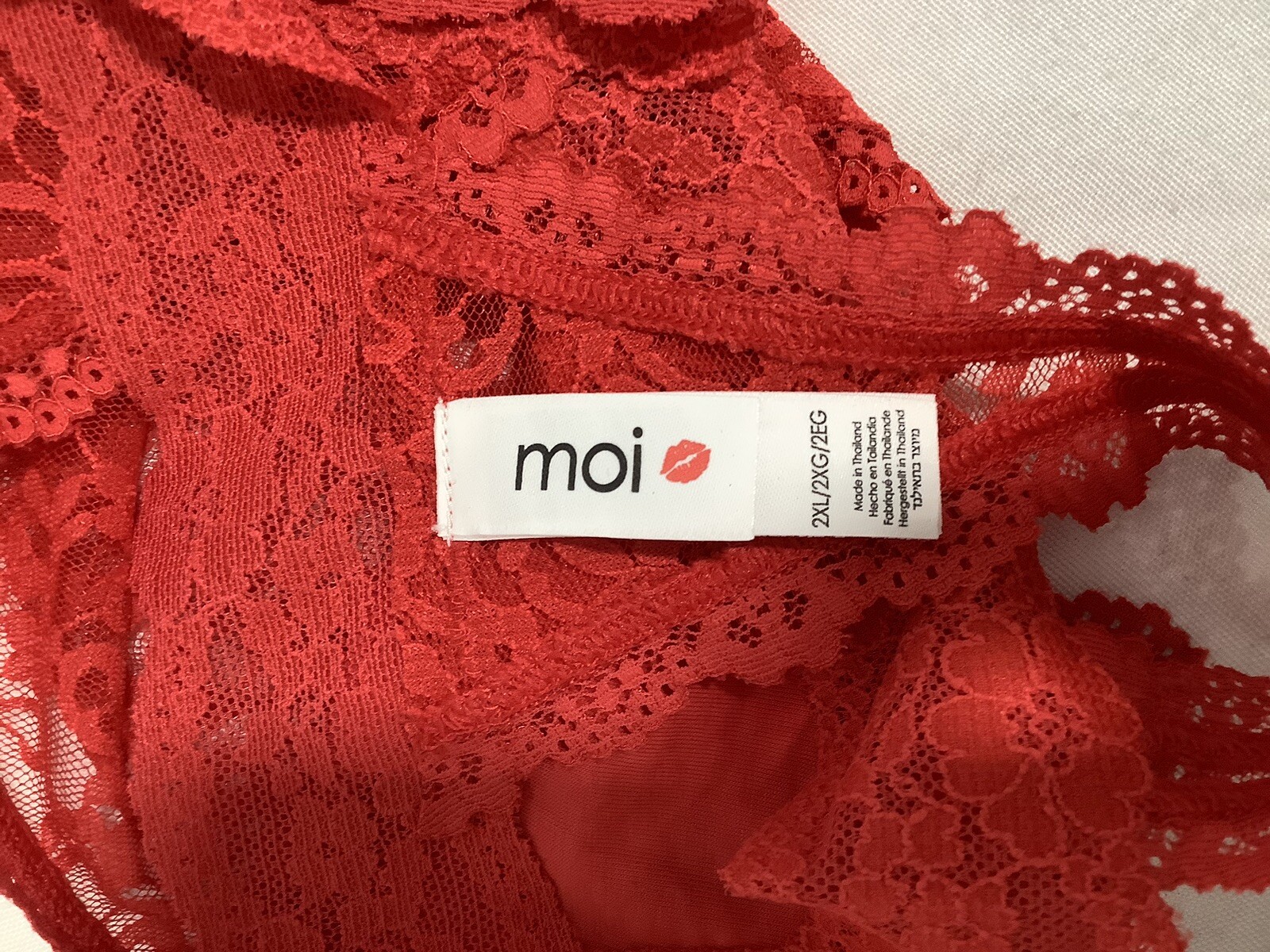 Moi Opulence Thong Sexy Feminine Lace Thongs Deep Red XXL