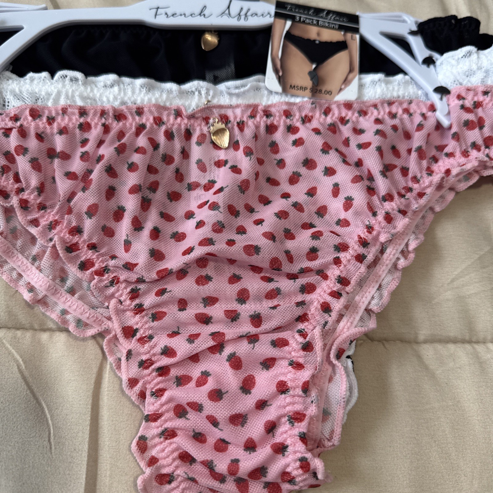 FRENCH AFFAIR NYLON SPANDEX BIKINI PANTIES 3 PACK LARGE WOMENS UNDERWEAR NYLON