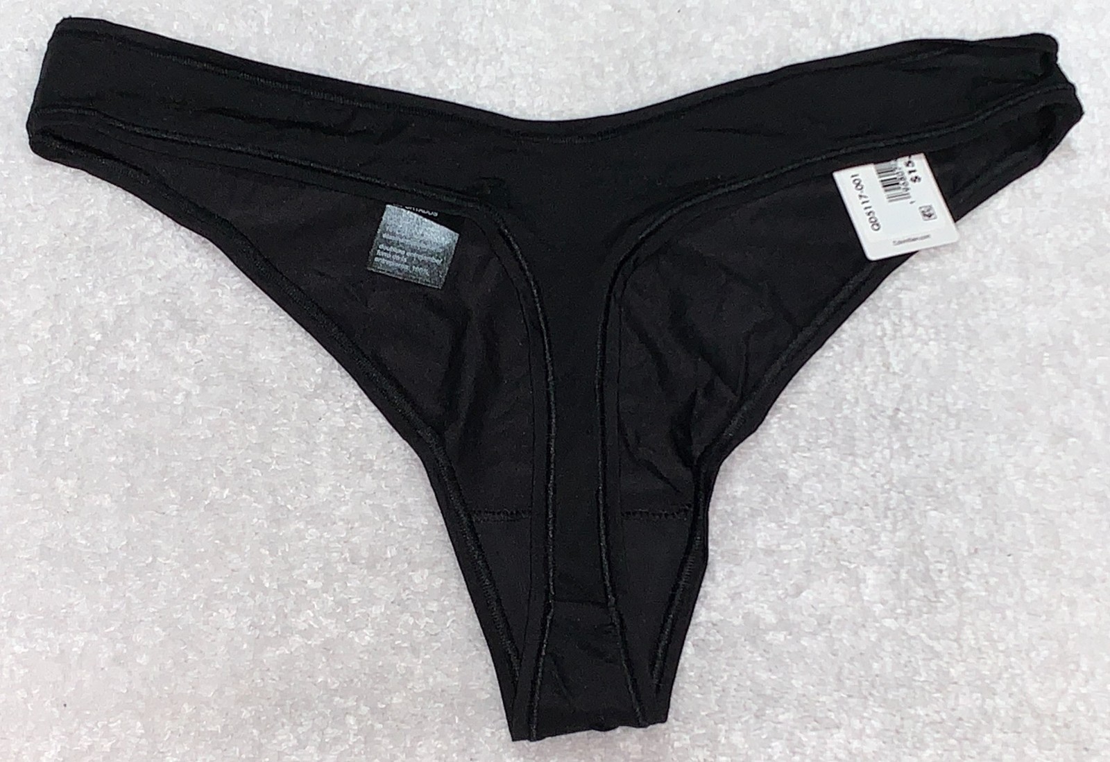 CALVIN KLEIN Ideal Stretch Micro Black Thong Panty Womens XS S 5 M 6 L 7 QD5117
