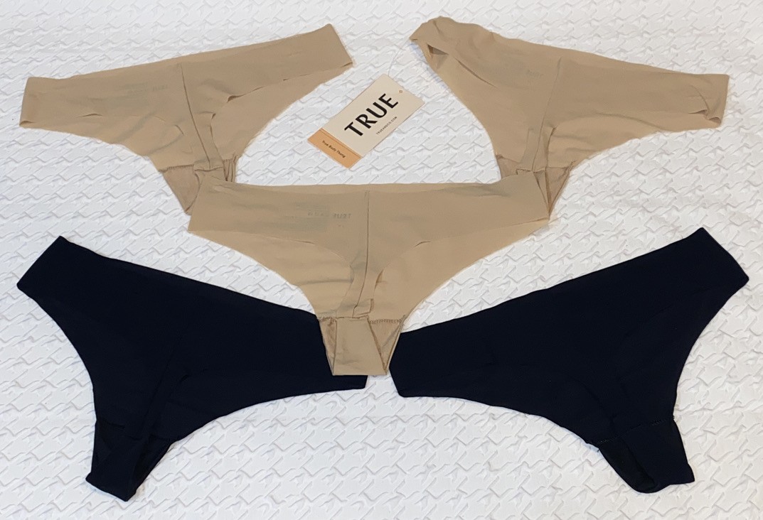 TRUE AND CO Body 5 Pack Nude Black Thong Panty Womens S fits 4-6 XL fits 16-18