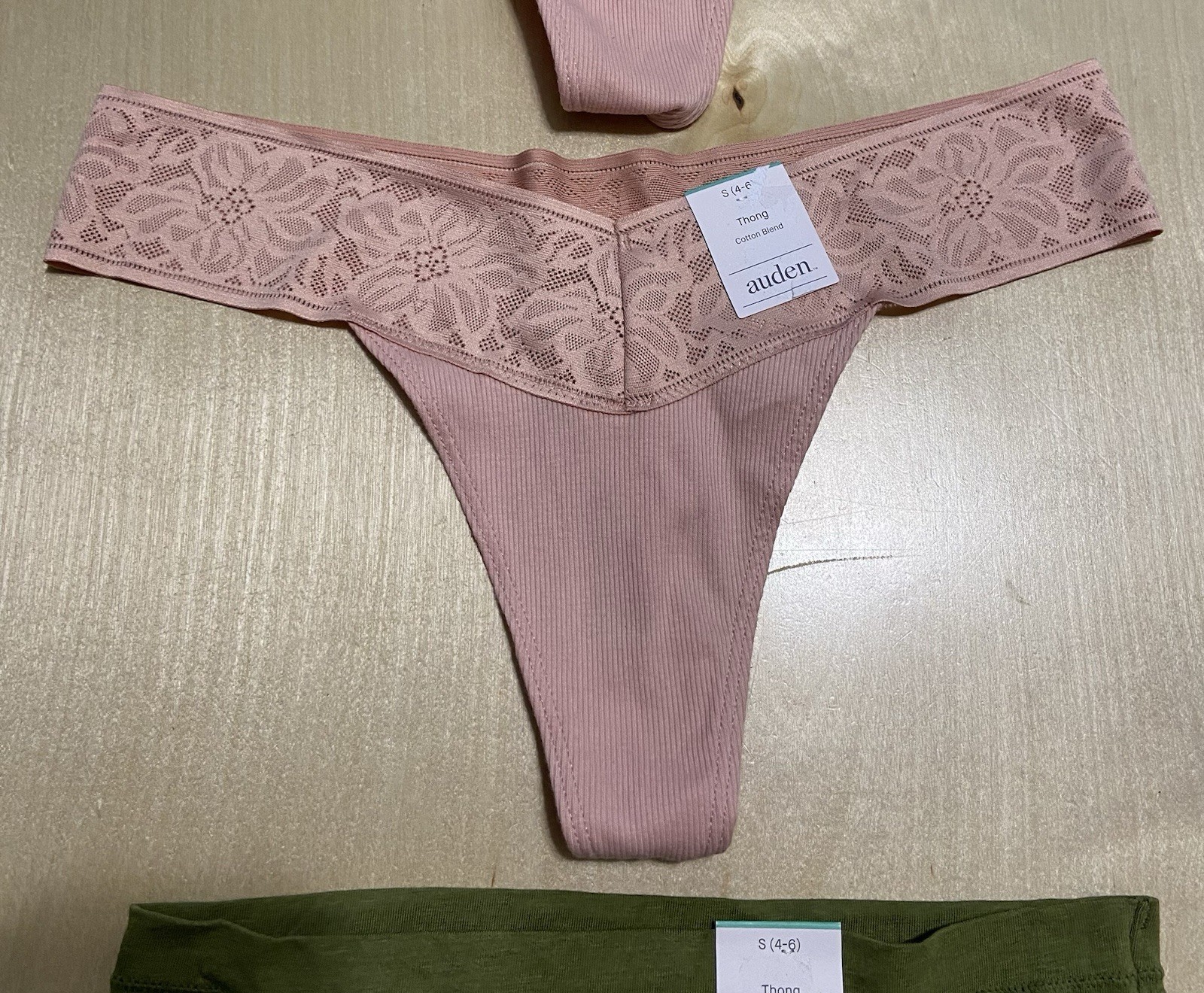 Auden Women’s Size Small (4-6) Soft Cotton Blend Stretchy Thong Panties 4 Pack