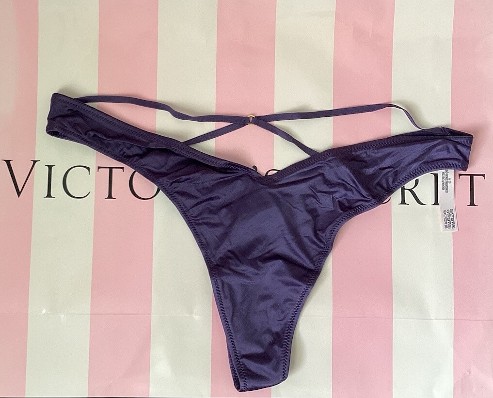 NEW Victoria’s Secret VERY SEXY Strappy Back Thong Panty Amethyst Purple Size L