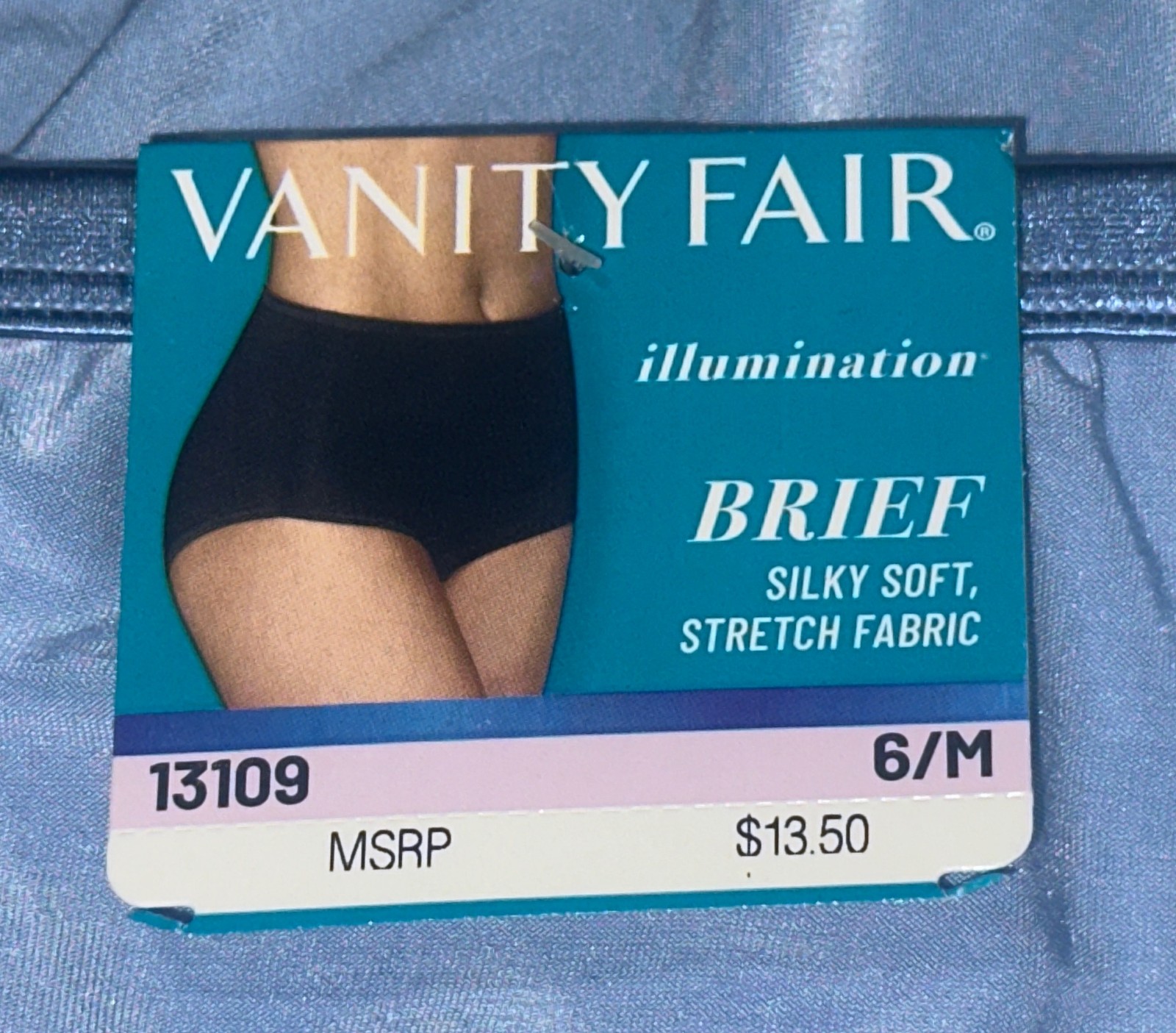VANITY FAIR Shine Illumination Morning Rain Blue Brief Panty Womens Sz M 6 2XL 9