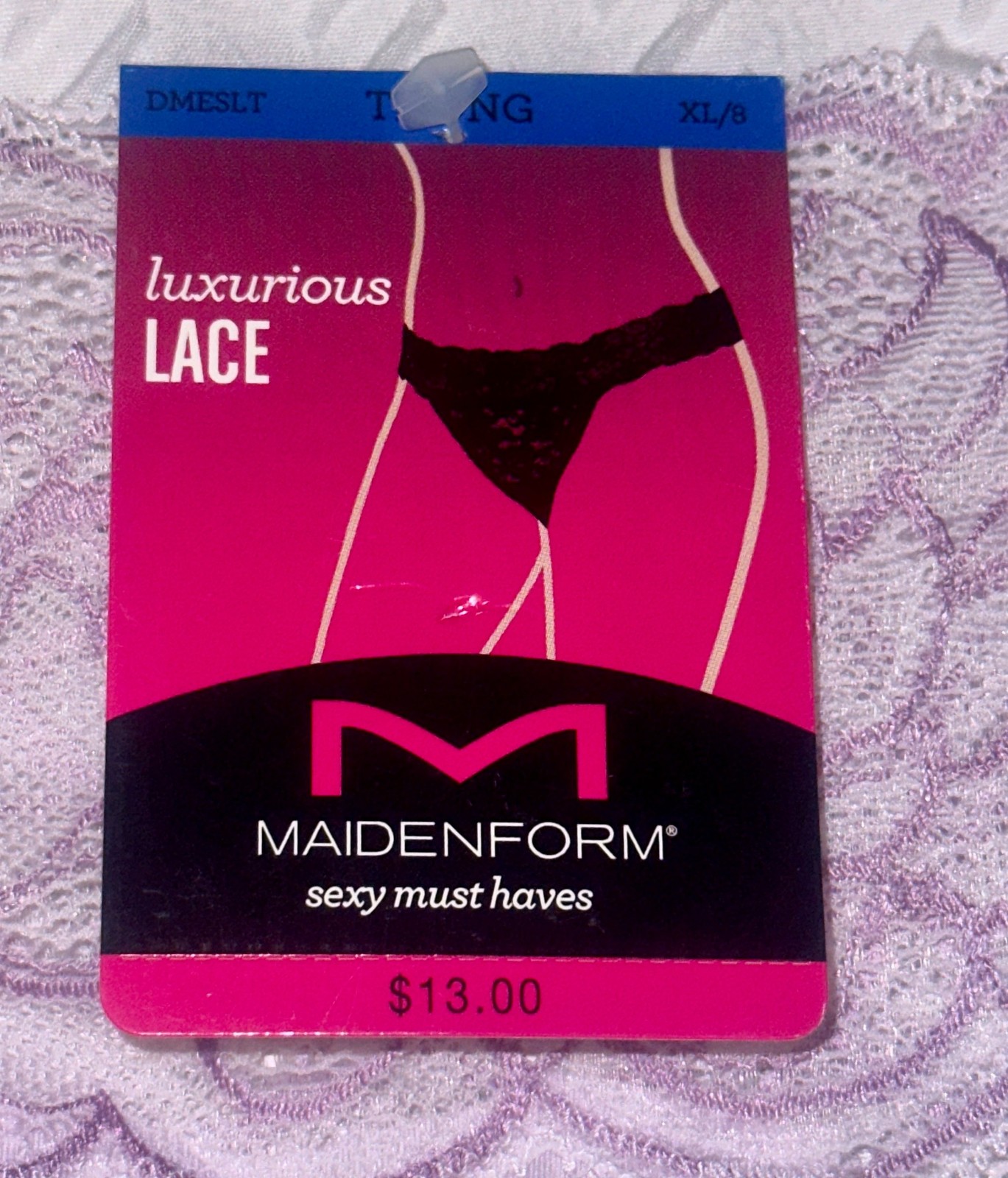 MAIDENFORM Sexy Must Haves Luxurious Bloom Lace Lilac Thong Panty Womens Sz L 7