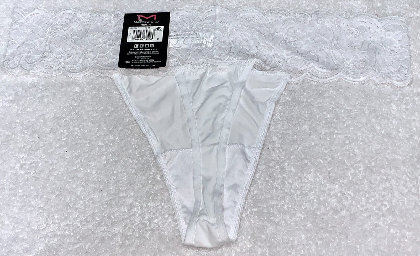 MAIDENFORM Sexy Must Haves Luxurious Bloom Lace White Thong Panty Womens 2XL 9