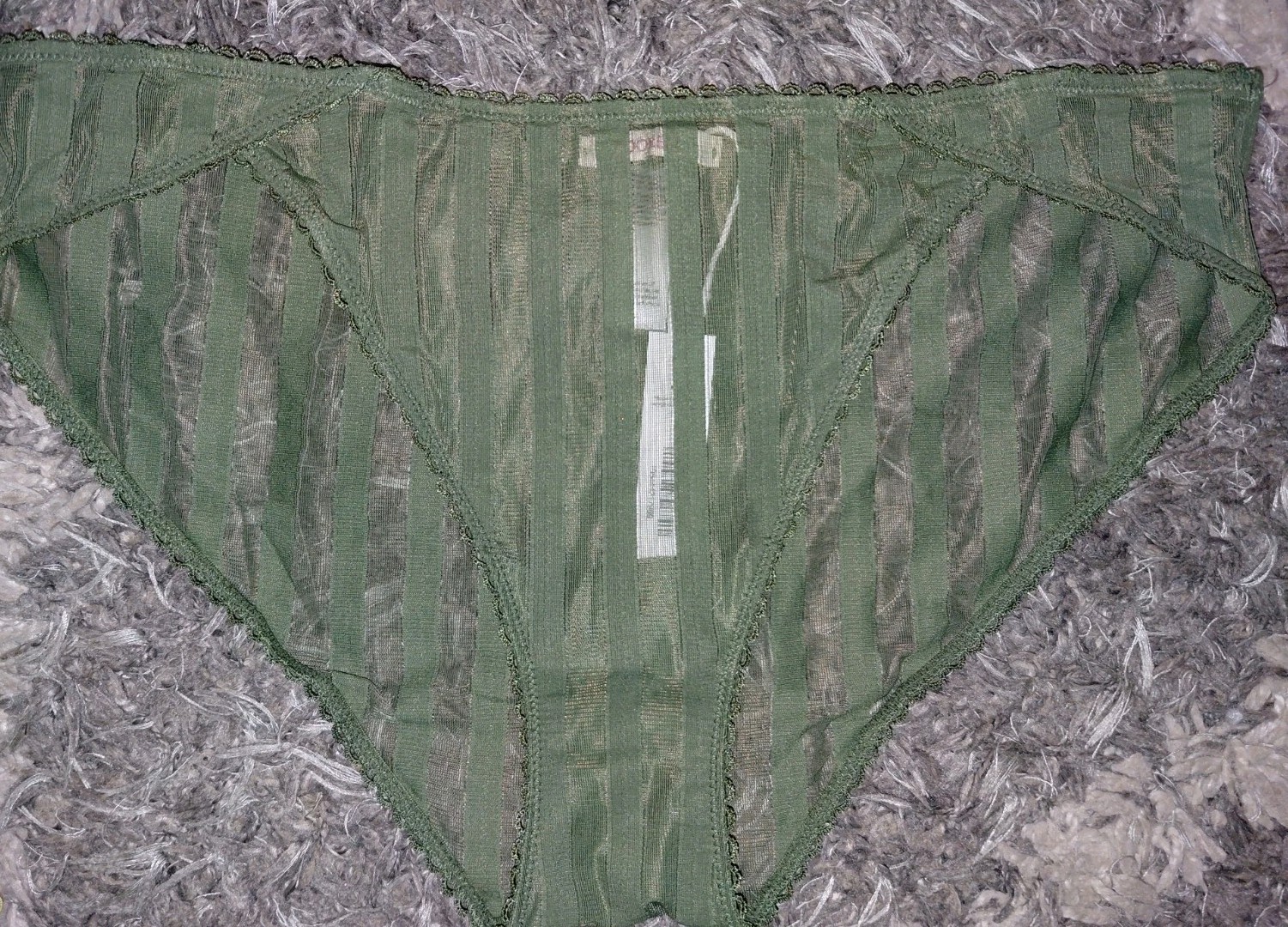 Adore Me/VS Striped Mesh Bikini Panty NEW Large Green