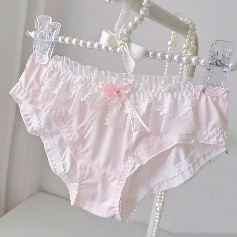 Womens Sweet Princess Bow Panties Briefs School Cute Underwear Low Waist Panties