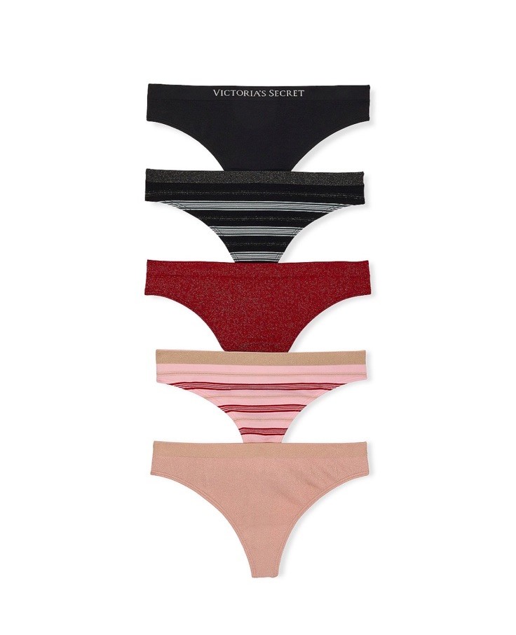 5 Pack Victoria’s Secret sz S Seamless Sheer Rib Thong Panties Bundle Lot Set