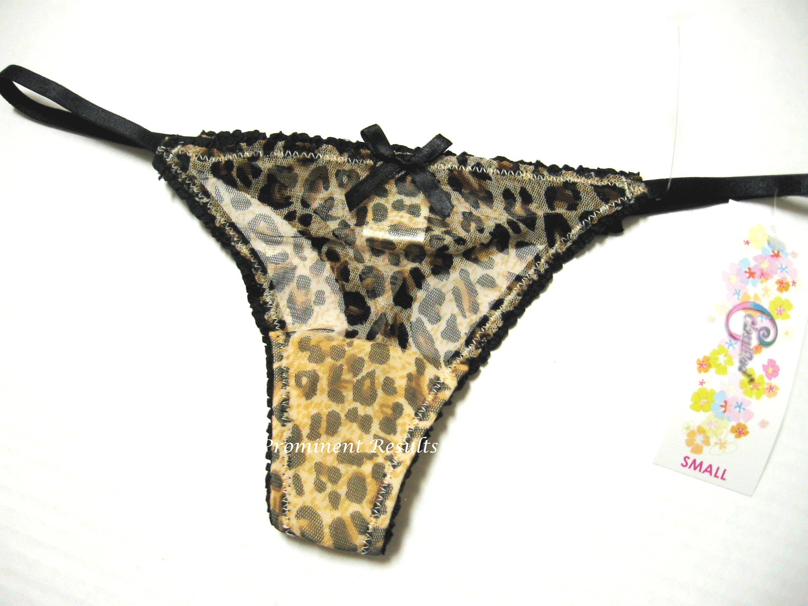 A0058 Classified Intimates NEW Women’s Animal Prints Sheer Mesh Thong Pink Black