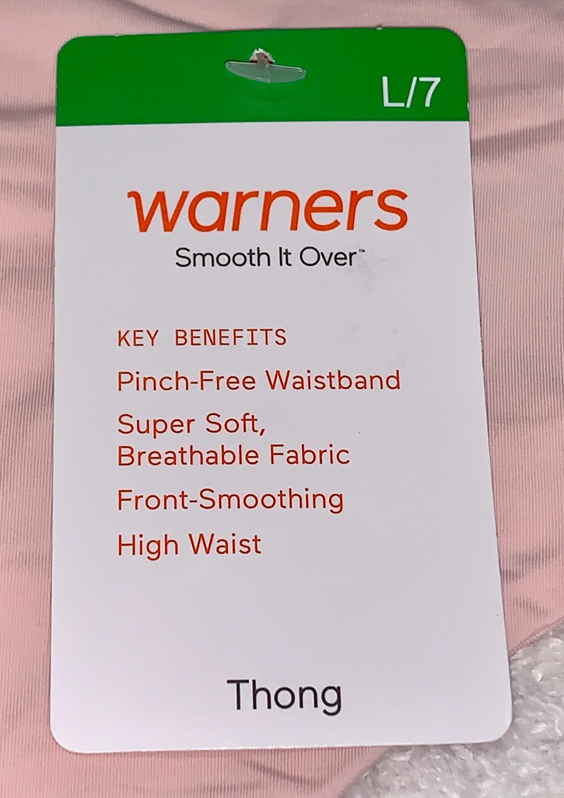 WARNERS Smooth It Over Blush Pink High Waist Thong Panty Womens L 7 XL 8 2XL 9