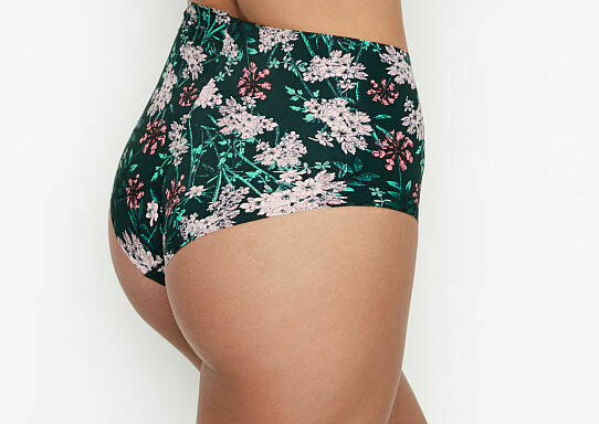 XL Teal BOHO Floral NO SHOW Edge Victorias Secret High Waist Midi Brief Pantie