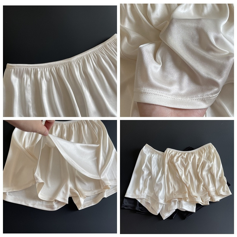 Lady Satin Faux Silk Shorts Underwear Safety Petticoat Seamless Culottes Soft