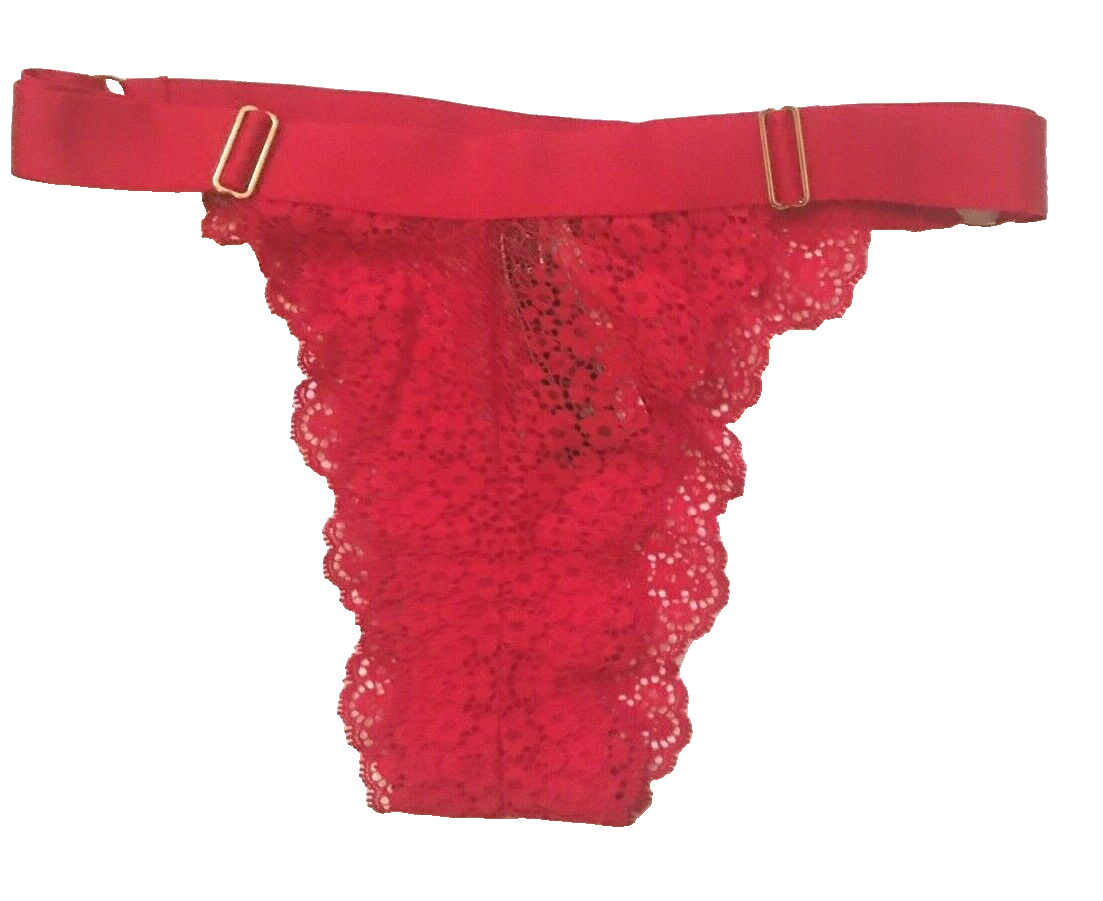 Victorias Secret Lipstick Red Lace Brazilian Panty Size S Very Sexy Adjustable