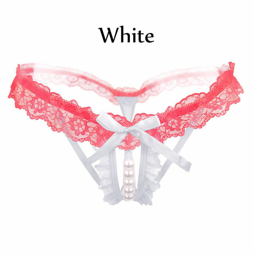 Sexy Womens Crotchles Pearl Panties Lace Thongs G-string Underwear T-back Panty