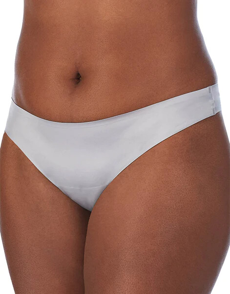 Le Mystère 8816 SATIN AND MESH THONG ~ SILVER ~ MEDIUM ~ NWT $20