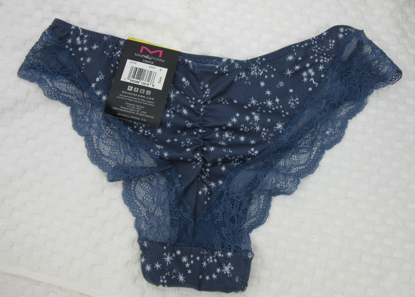 NWT set of 3 MAIDENFORM comfort devotion LACE TANGA BEIGE ROSE BLUE stars M/6