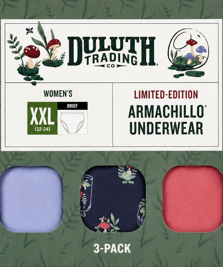Duluth Women’s Armachillo Cooling Briefs Underwear/3pk Mushroom Terrarium XXL