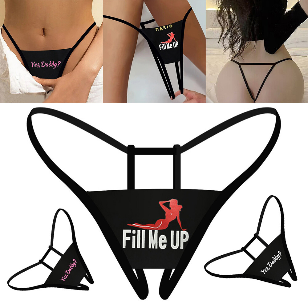 Women Printed Panties Crotchless Underwear Thongs Lingerie G-string Briefs⇓