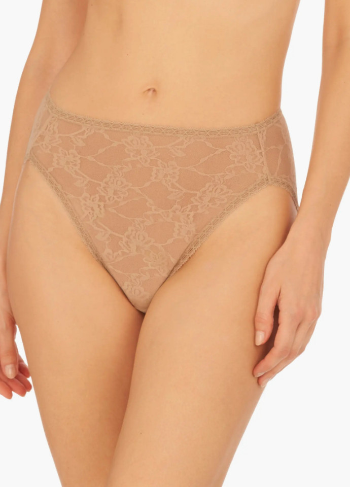 Natori One Size Bliss Allure Lace French Cut Brief Panty NWOT 772303 Cafe Beige