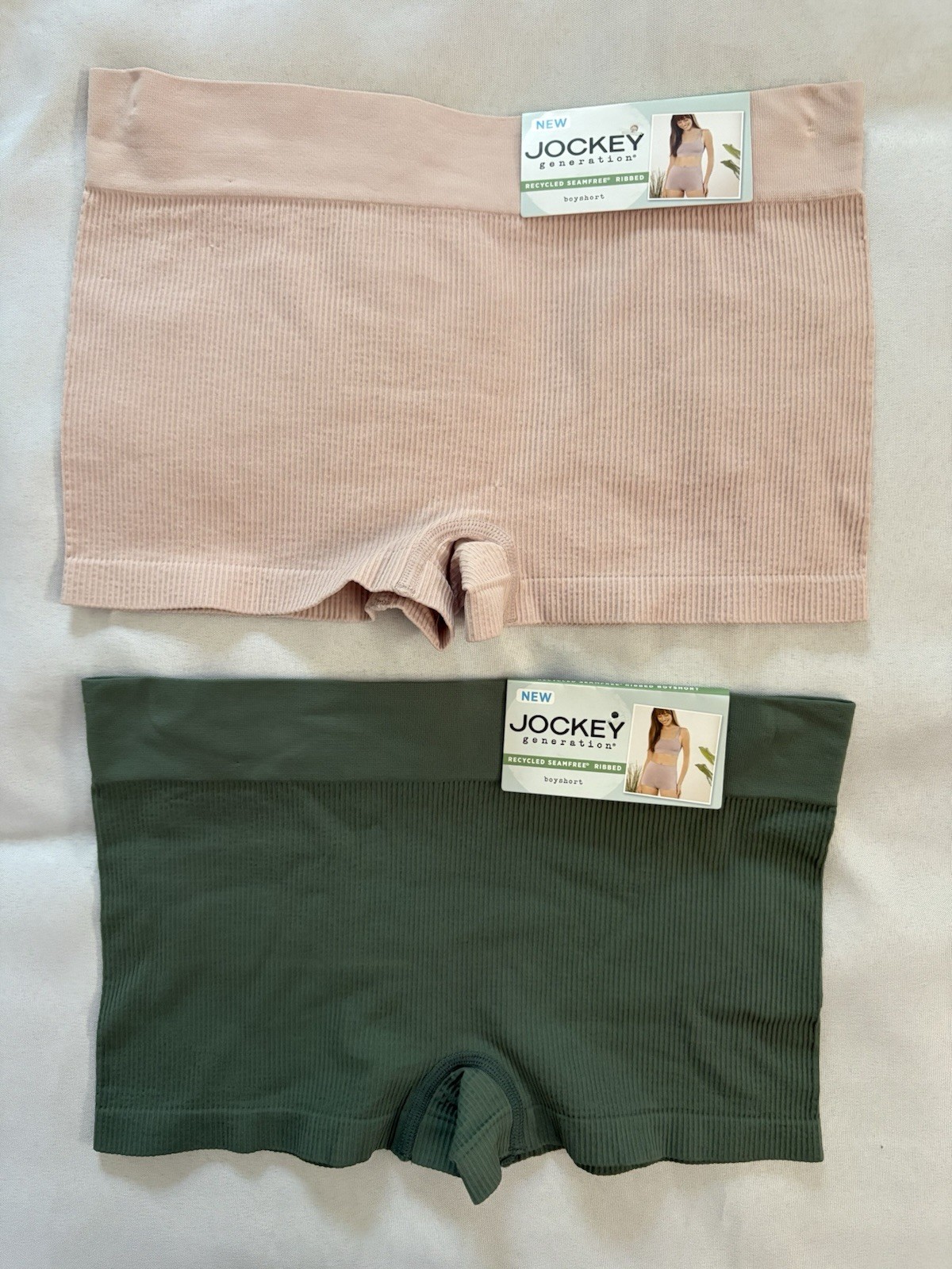 NEW JOCKEY Ribbed Boyshort Jockey Underwear Seamfree Panty 2 Pair Womens Medium