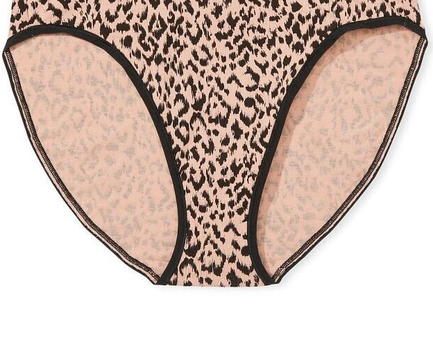 M Black Tan Leopard Stretch Cotton Victorias Secret High-Leg Waist Brief Panty