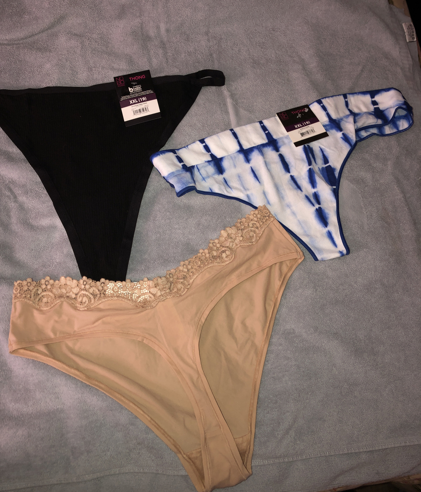 3 Pairs No Boundaries Banded Thong Panties Size XXL 9 assorted multi colors