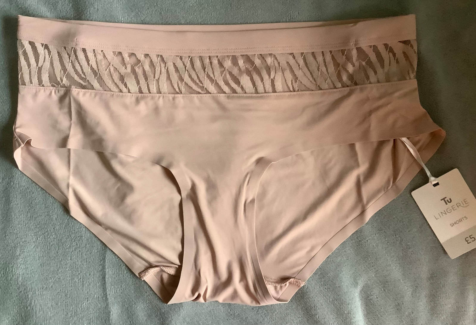 TU -Dusky Pink Satin & Mesh Trim Shorts Style Knickers SIZE 10 – BNWT