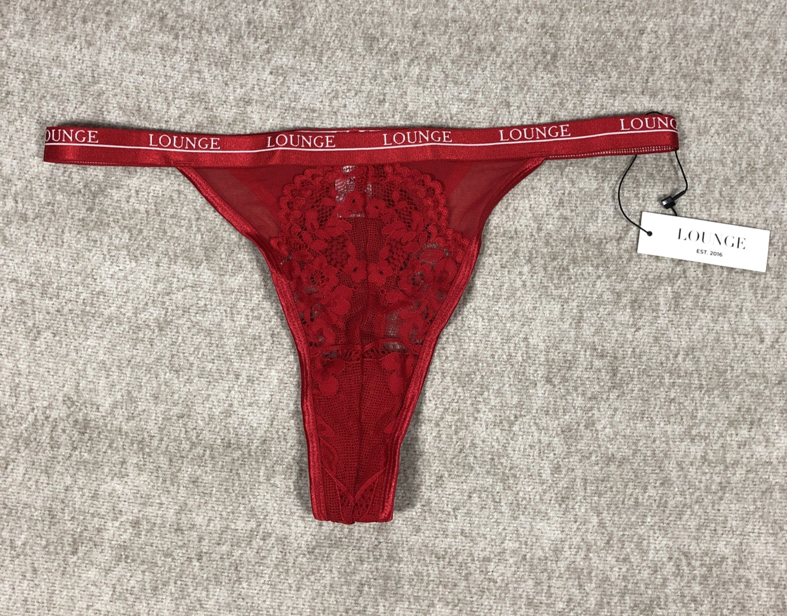 Lounge Underwear Women’s Blossom Thong M UK 10-12 Maroon Floral Lace