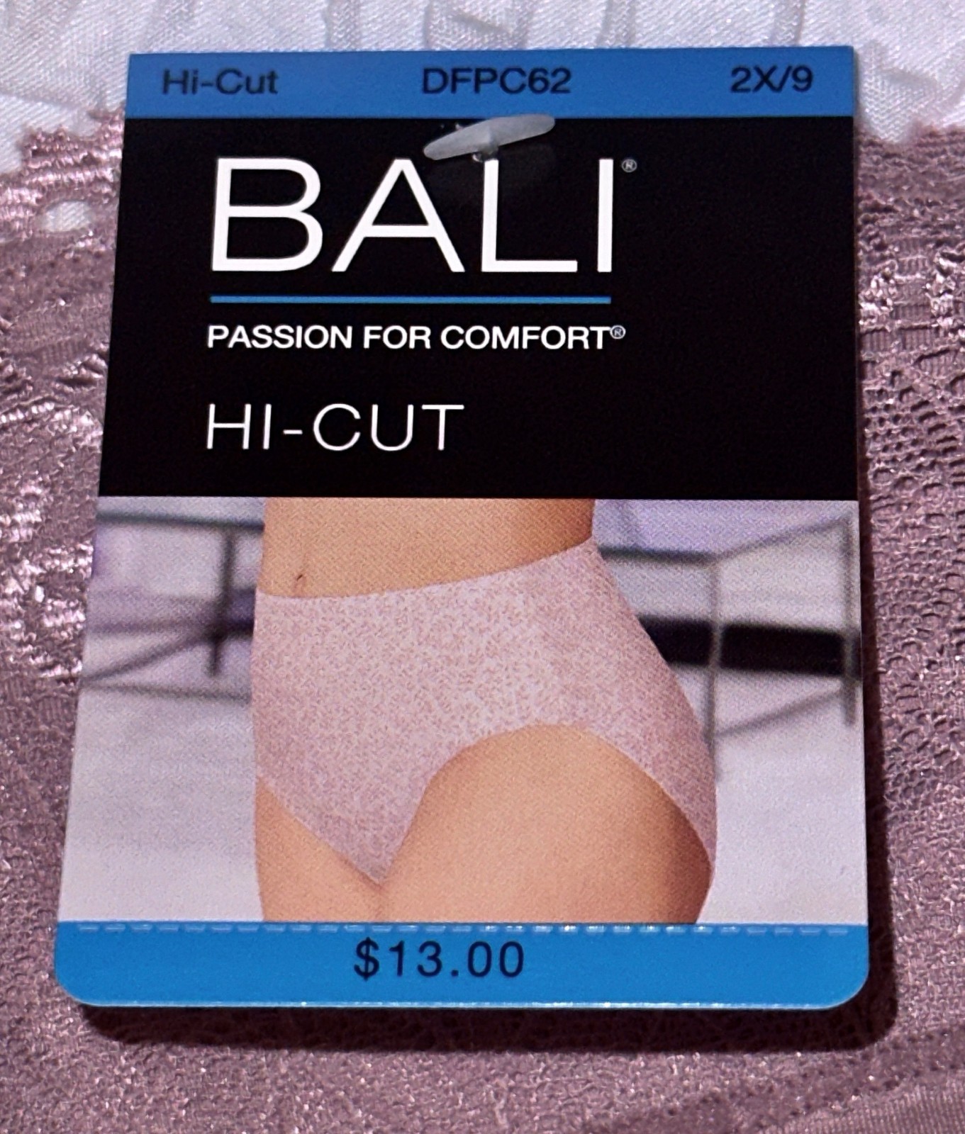 BALI Passion For Comfort Lace Waist Smoky Purple Mauve Hi Cut Brief Panty Womens