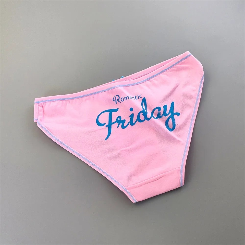 7PCS/set Schoolgirl Panties Week Printed Bikini Underwear Women Cotton Letters
