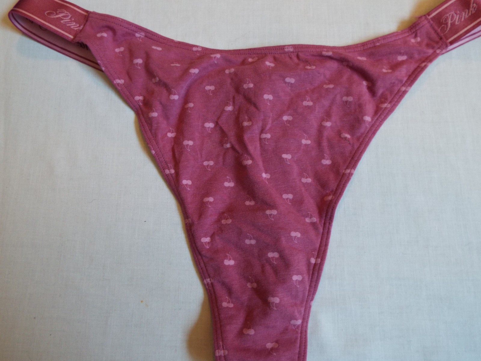 NWT Victorias Secret Cotton High Leg Thong Panty XXL Midnight Mauve Cherry Print