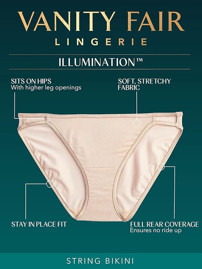 Vanity Fair Body Shine Illumination Night Fall Print String Bikini Size 8/XL