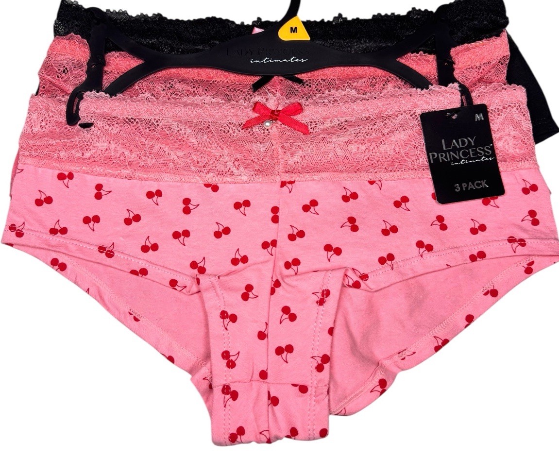 Lady Princess 3-Pair Women’s Hipster Underwear Panties Cotton Blend Lace M