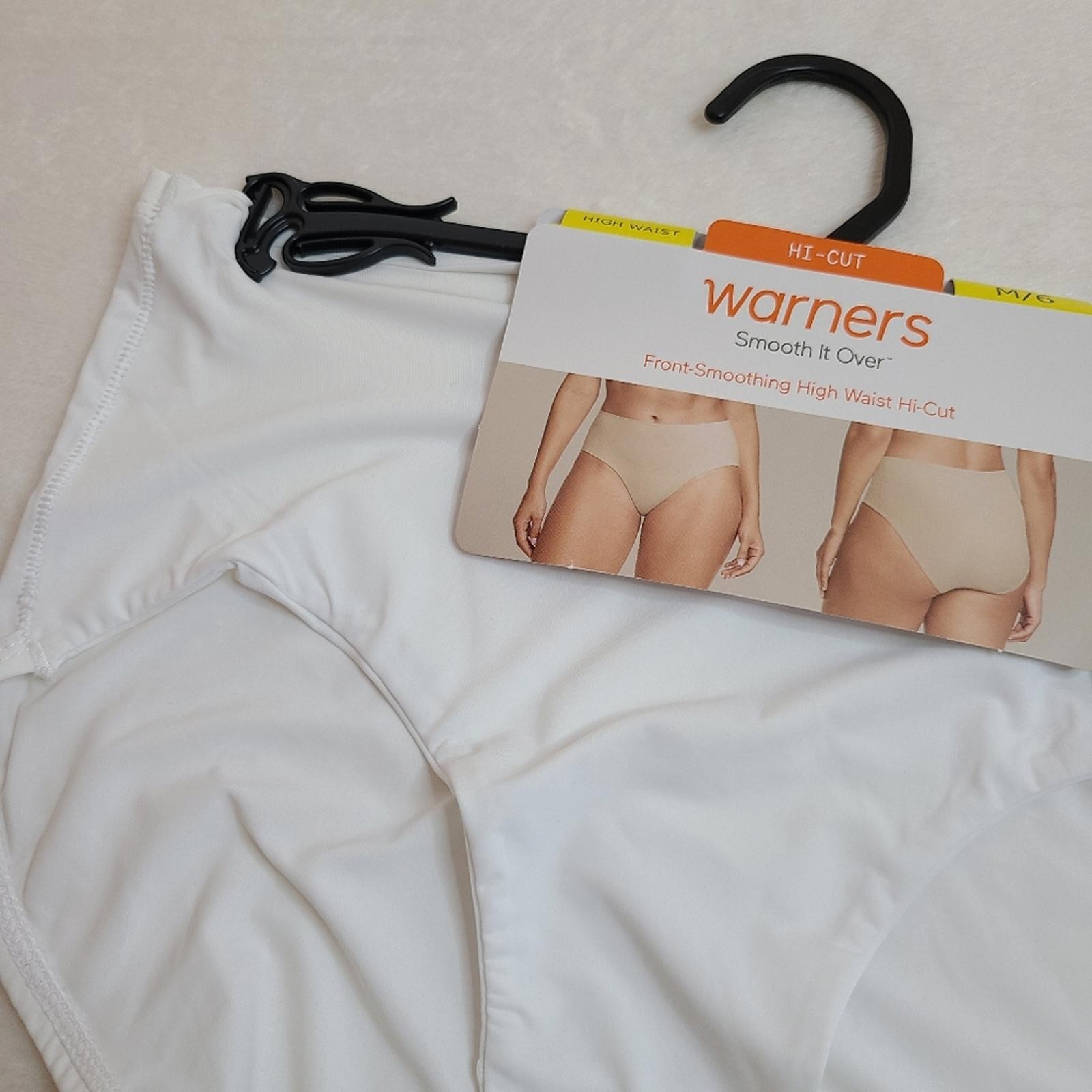 Warners Smooth It Over Silky Nylon Hi-cut Bikini Panty Size M White