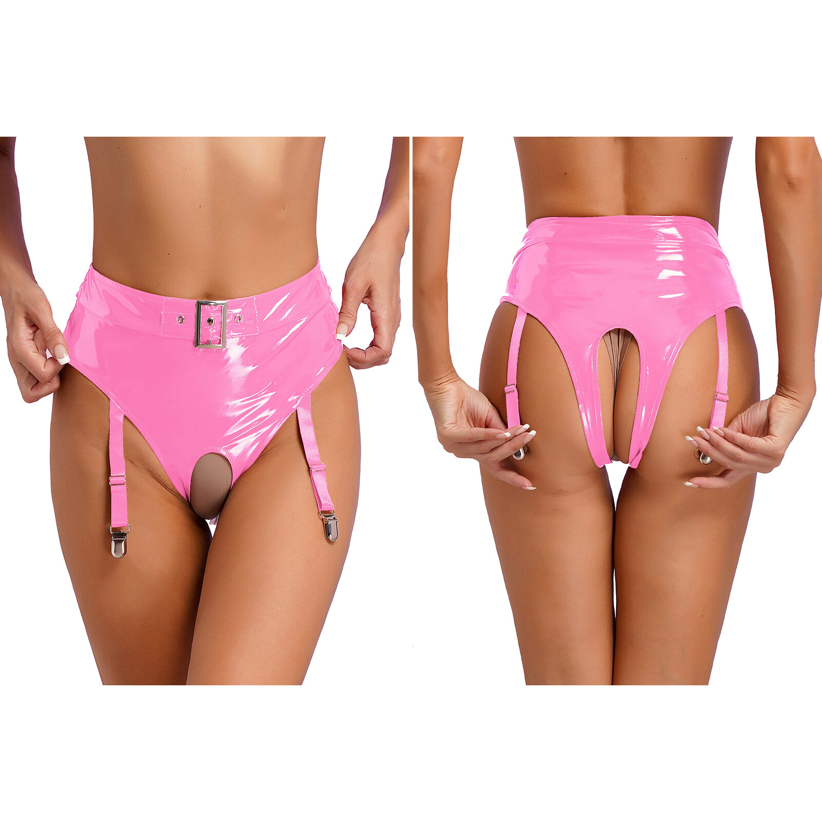 Womens Exotic Underwear Leather Boxer Shorts Open Crotch Thong Bodycon Hot Pant