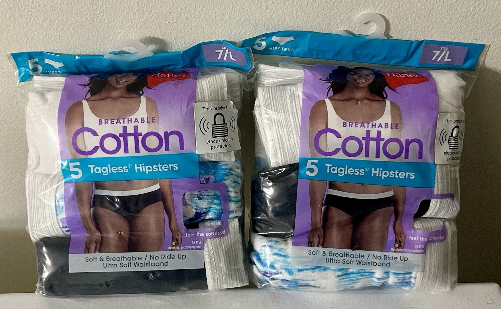 2 Pk / 10 Pair Hanes Womens Breathable Cotton Tagless Hipsters Size 7 /Large