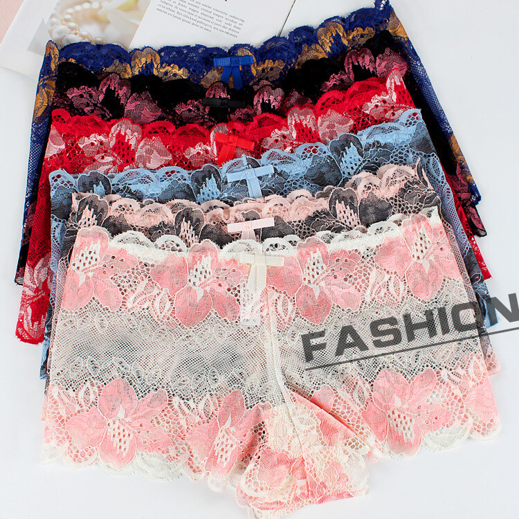 6PCS/LOT Women Sexy Sheer Lace See Through Panties Boyshorts Underwear Lingeries
