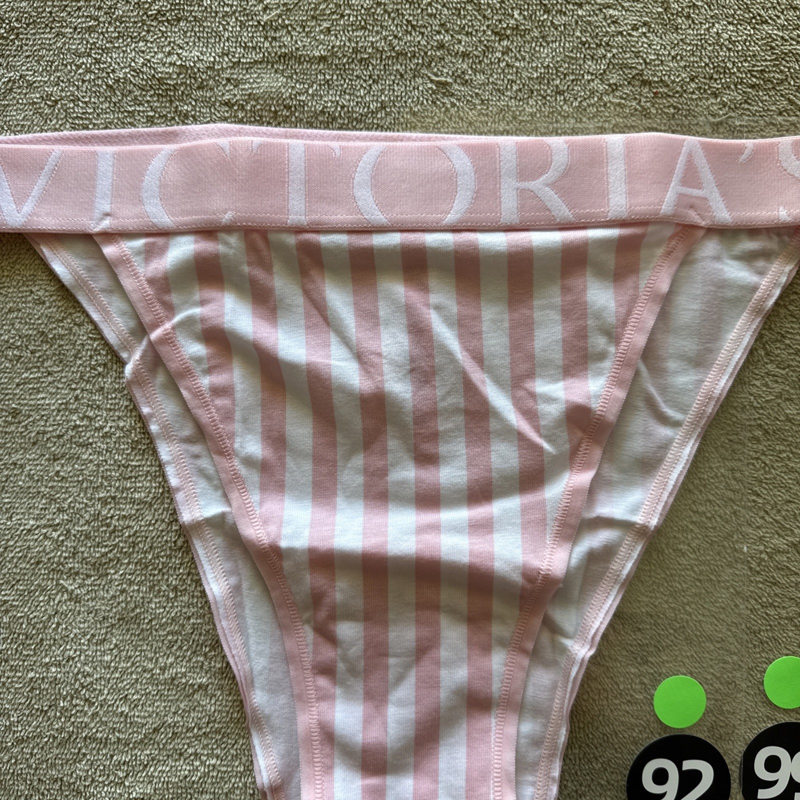 Victoria’s Secret Large Pink White Stripe French Cut Logo Brief Panties