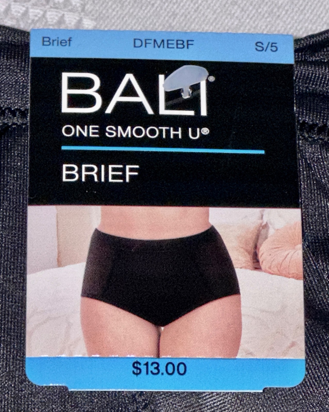 BALI One Smooth U Modern Microfiber Black Brief Panty NEW Womens Sz L 7
