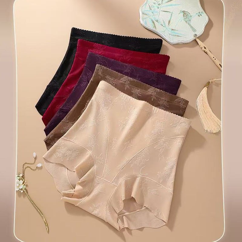 2Pack High Waist Tummy Control Panties Silk Antibacterial Seamless Shaping Brief
