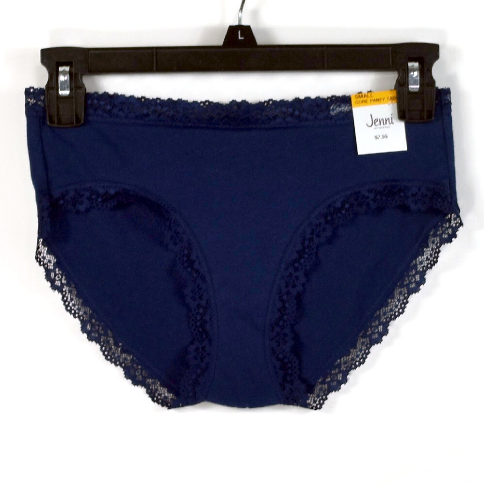 Jenni Womens Cotton Blend Lace Trim Hipster Solid Choose Size & Color New Panty