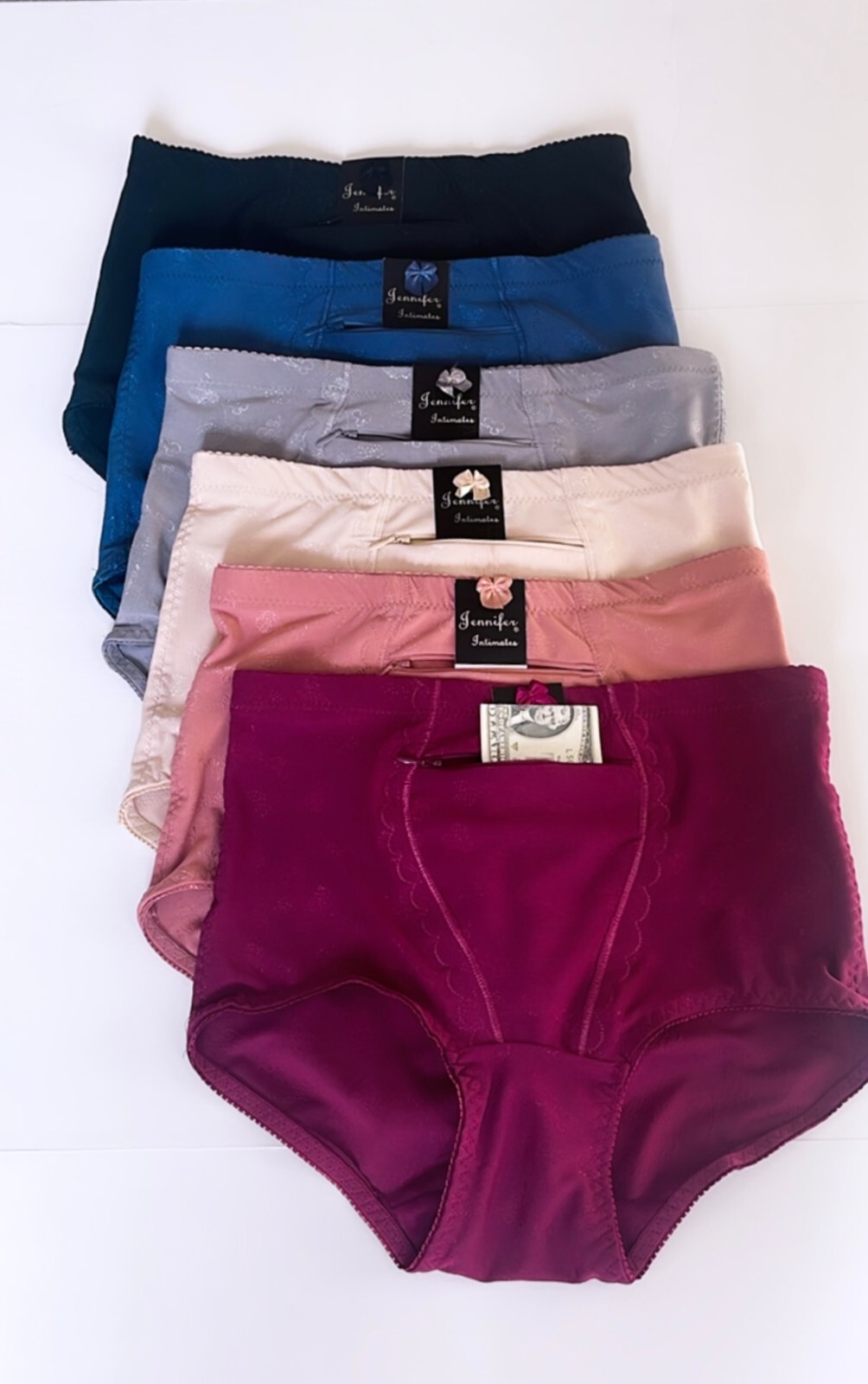 3/6 High Waist Brief Frontal pocket With Zipper Money Travel safe Panty Bottom 5