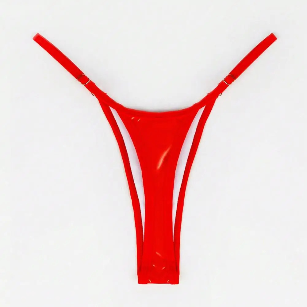 Glossy G String Panties Low Waist Adjustable Strap Thong Briefs Women Swim