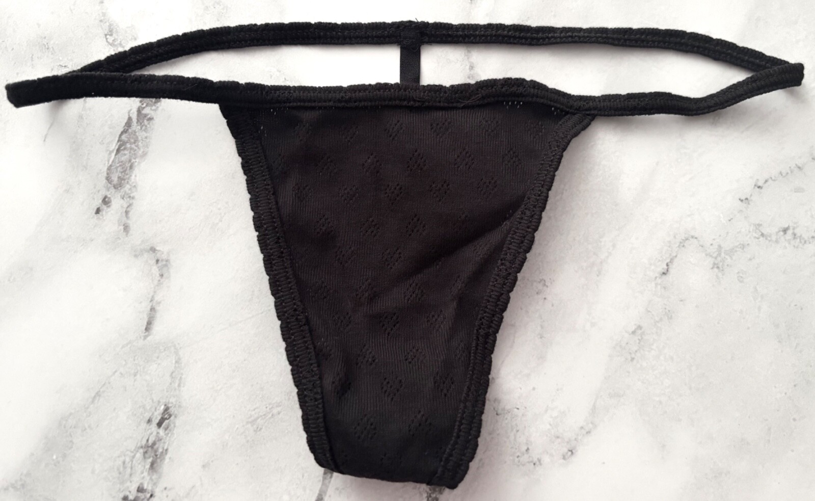 PINK Victoria’s Secret V String Panty Black Pointelle S M L XL 2XL