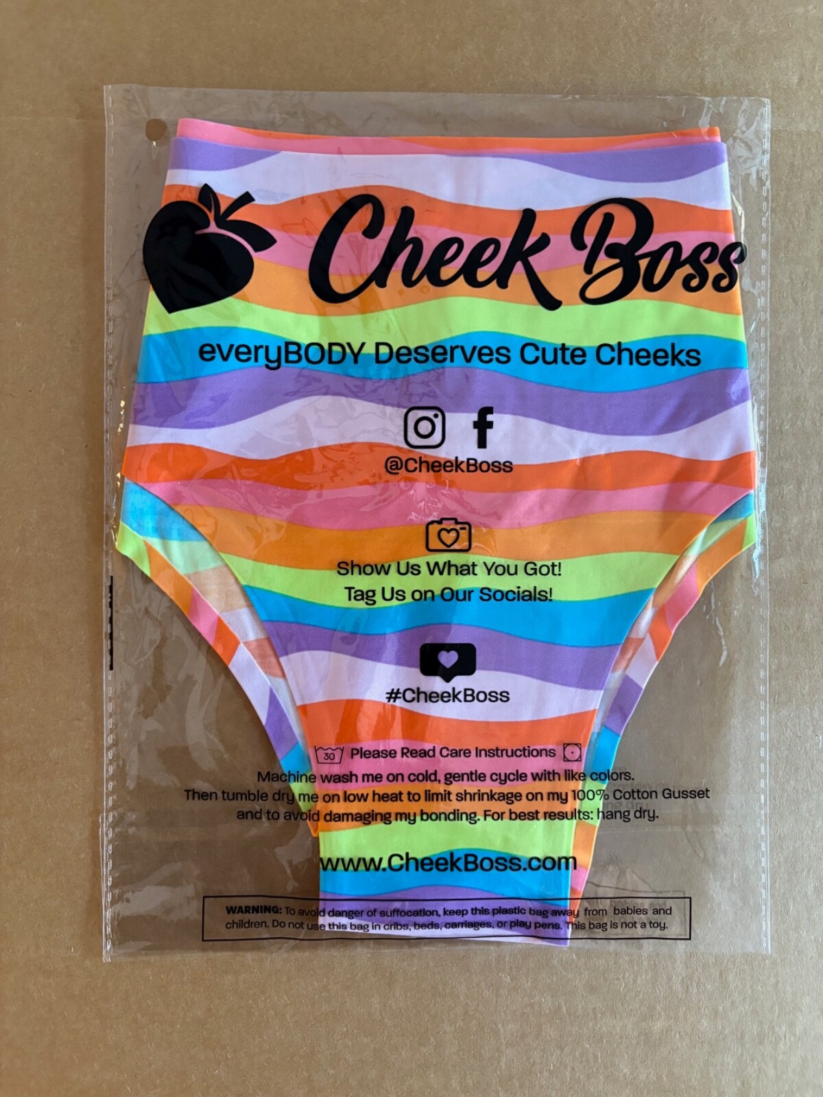 Cheek Boss Cheekies Size L No Show Cheeky Underwear NEW w/tags – Rainbow Motion