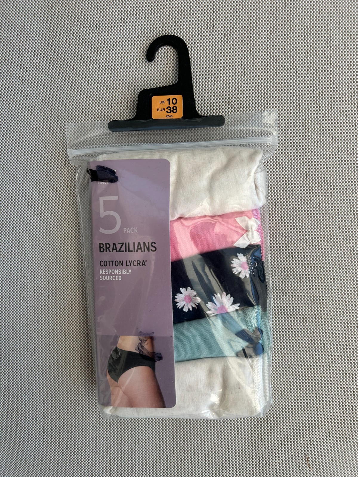 Ex Marks & Spencer Cotton Lycra Brazilian Briefs Knickers 5 Pack Size 10 BNWT