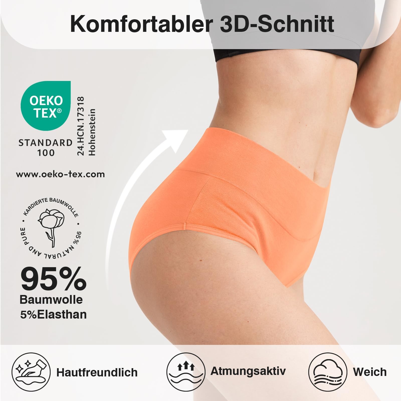 Underpants Women’s, 6 Pack High Waist Briefs Cotton Underwear, Stretch A…