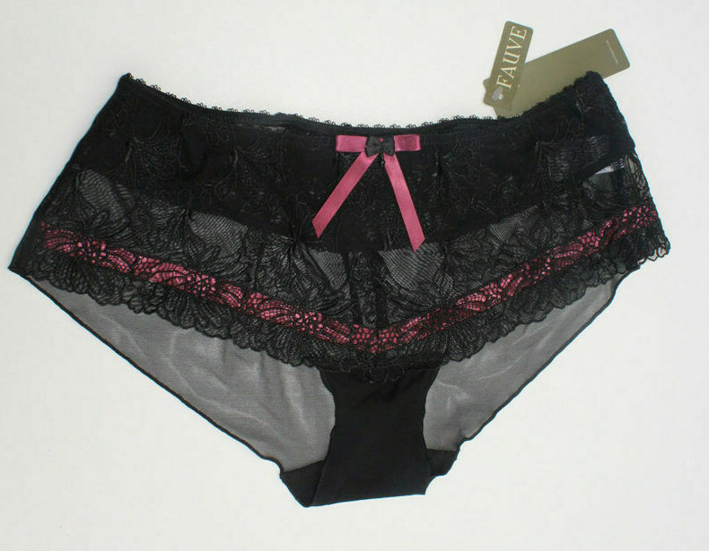Fauve Mia Black Boyshorts Floral embroidery shorty briefs knickers pants womens