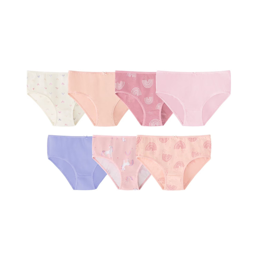 Member’s Mark Girls 7-Pack Organic Cotton Briefs Peach Unicorn Print Size 4-16